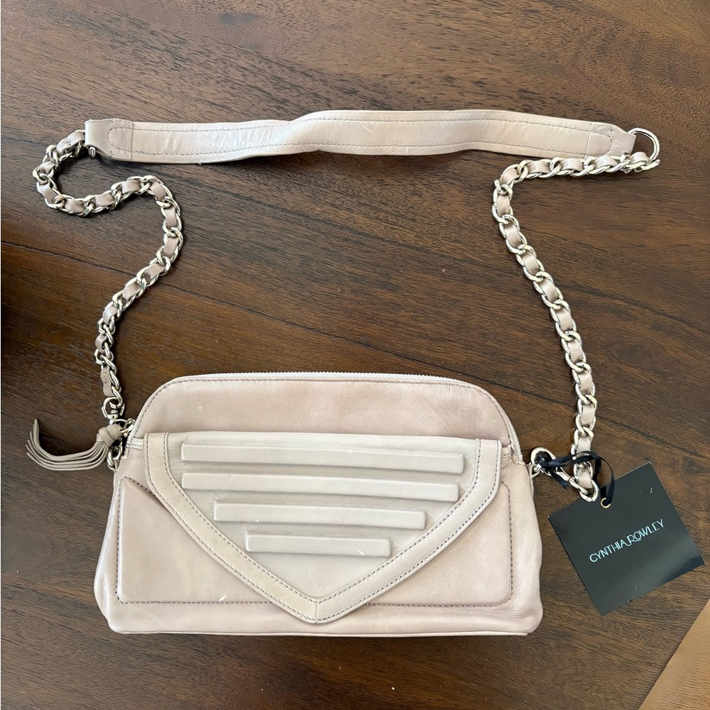 Cynthia Rowley Blush Pink Leather Chain-Strap Crossbody